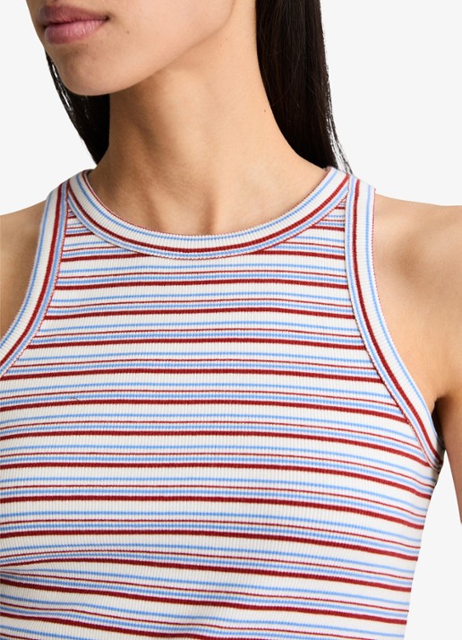 Marc O'Polo Denim Ribgebreide tanktop met streepprint - detail 5 donkerrood
