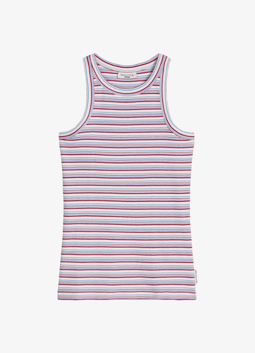 Marc O'Polo Denim Ribgebreide tanktop met streepprint - voorkant 2 donkerrood