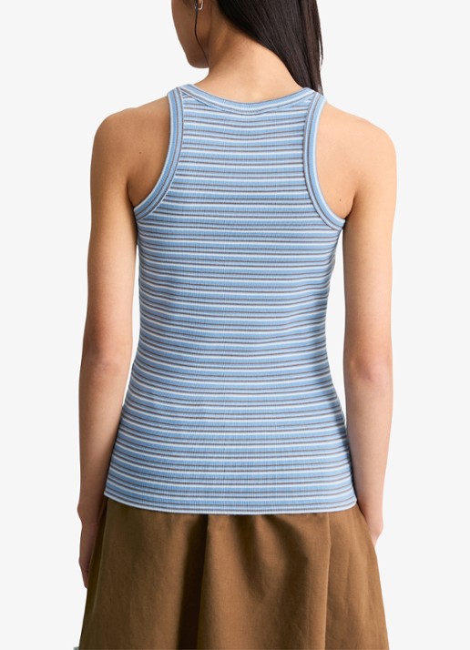 Marc O'Polo Denim Ribgebreide tanktop met streepprint - achterkant light bluemulti01-5699 / lichtblauw