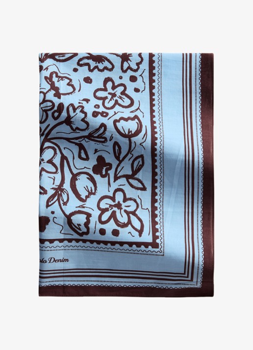 Marc O'Polo Denim Sjaal met bloemenprint - detail 4 lichtblauw