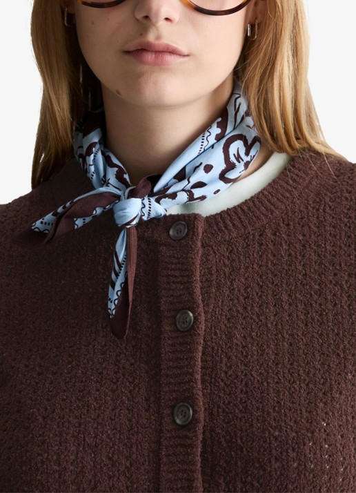 Marc O'Polo Denim Sjaal met bloemenprint - voorkant 2 lichtblauw