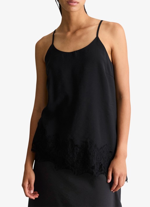 Marc O'Polo Denim Spaghetti top met asymmetrische zoom