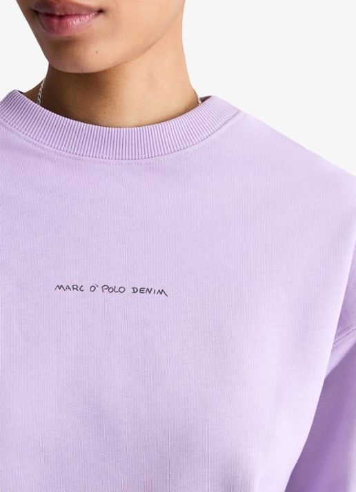 Marc O'Polo Denim Sweater met logo- en backprint - detail 3 paars