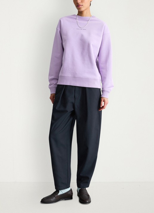 Marc O'Polo Denim Sweater met logo- en backprint - voorkant 5 paars