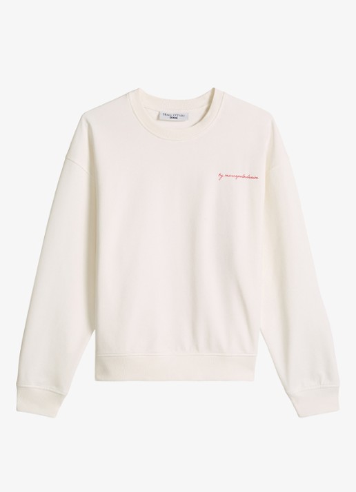 Marc O'Polo Denim Sweater met logo- en backprint - voorkant 2 beige