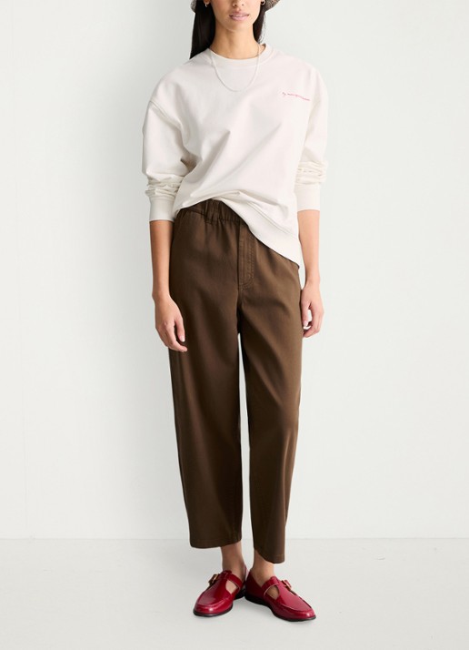 Marc O'Polo Denim Sweater met logo- en backprint - voorkant 3 beige