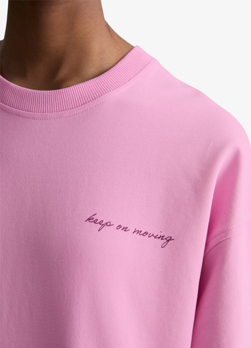 Marc O'Polo Denim Sweater met logo- en backprint - detail 4 pale bubblegum/8205
