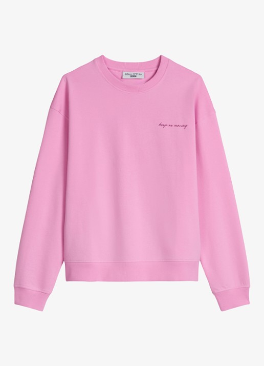 Marc O'Polo Denim Sweater met logo- en backprint - voorkant pale bubblegum/8205