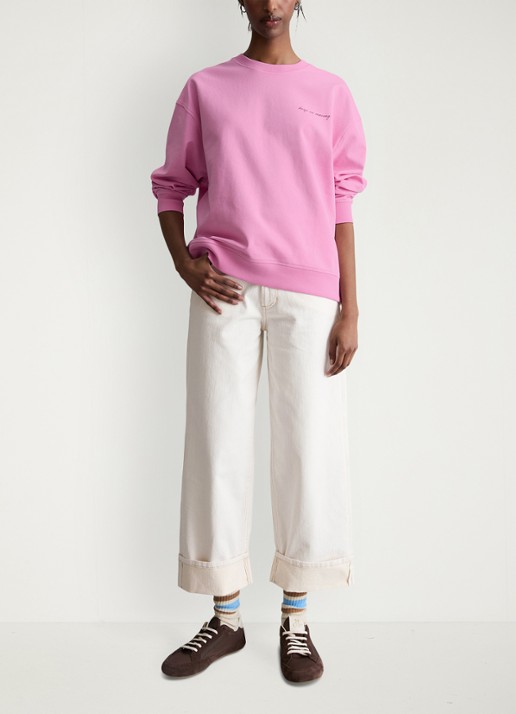Marc O'Polo Denim Sweater met logo- en backprint - voorkant 2 pale bubblegum/8205