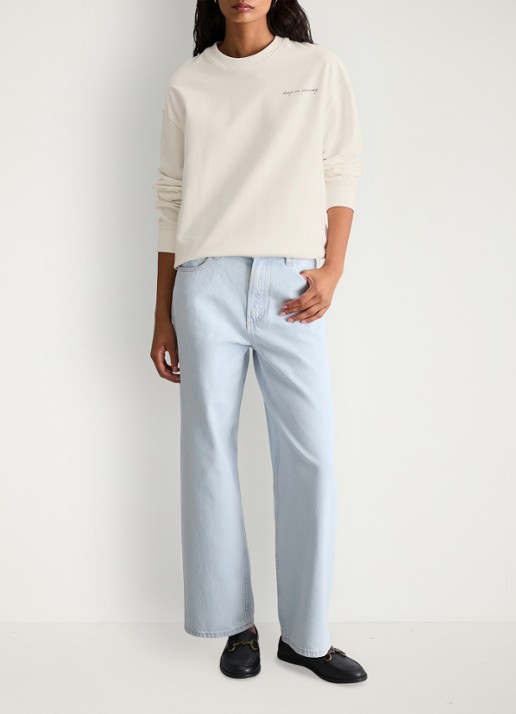 Marc O'Polo Denim Sweater met logo- en backprint - voorkant 3 silky white/1183