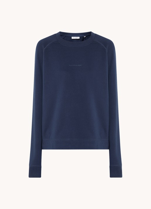 Marc O'Polo Denim Sweater met logo - voorkant donkerblauw