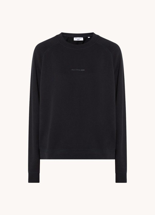 Marc O'Polo Denim Sweater met logo - voorkant 2 zwart