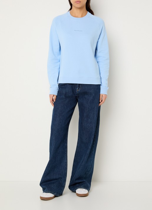 Marc O'Polo Denim Sweater met logo - voorkant 4 lichtblauw