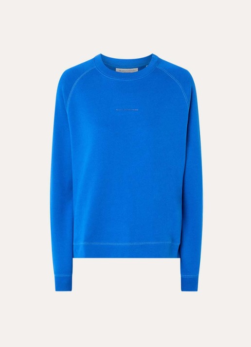 Marc O'Polo Denim Sweater met logo - voorkant 2 kobaltblauw