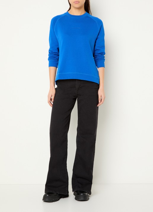 Marc O'Polo Denim Sweater met logo - voorkant 3 kobaltblauw