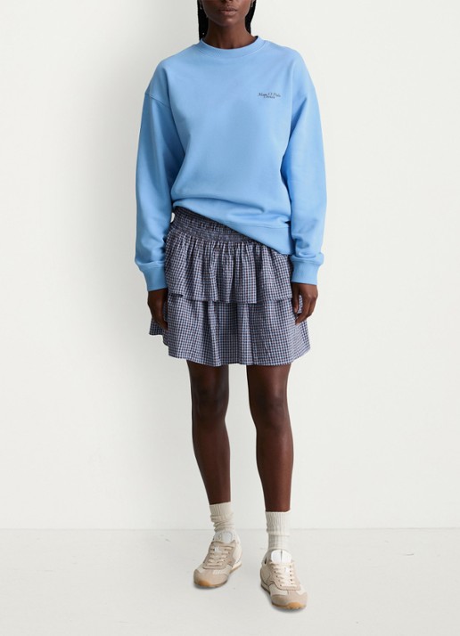 Marc O'Polo Denim Sweatershirt van katoen met logo en backprint - voorkant 2 medium blue 4840-4840 / blauw