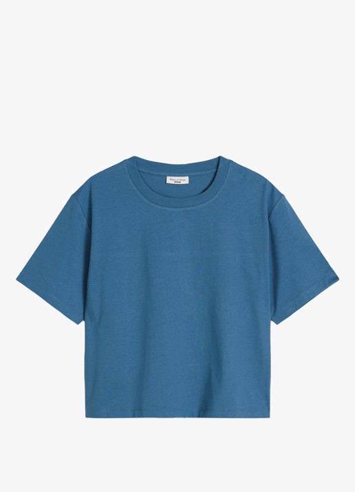 Marc O'Polo Denim T-shirt met borduring - voorkant 4 medium blue 4671-4671 / blauw