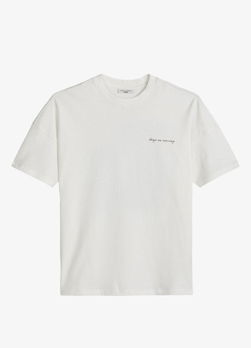 Marc O'Polo Denim T-shirt met logo- en backprint - voorkant 4 silky white/1183