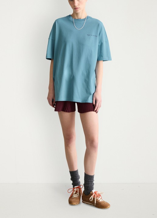 Marc O'Polo Denim T-shirt met logo- en backprint - voorkant 2 blue dawn/5429