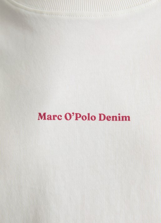 Marc O'Polo Denim T-shirt met logo- en backprint - detail 3 donkerrood