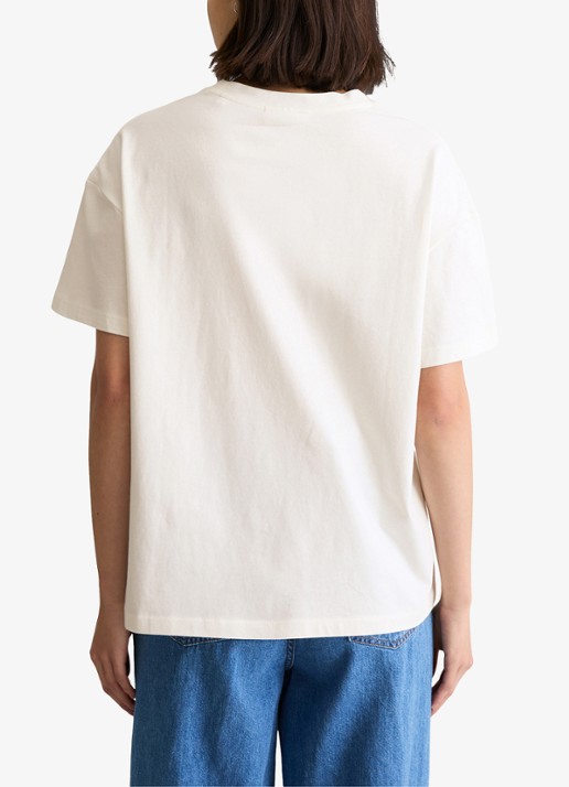 Marc O'Polo Denim T-shirt met logo en ronde hals  - achterkant 5 wit