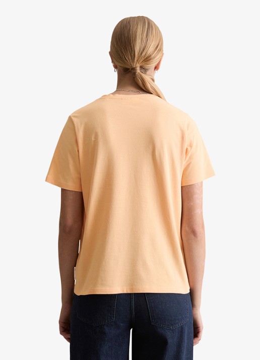 Marc O'Polo Denim T-shirt met logo - achterkant 3 abrikoos