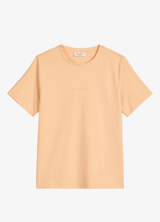Marc O'Polo Denim T-shirt met logo - voorkant abrikoos