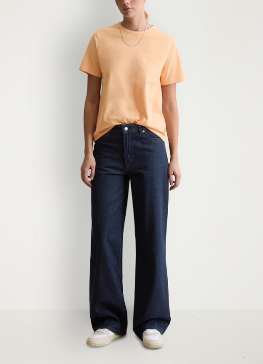 Marc O'Polo Denim T-shirt met logo - voorkant 2 abrikoos
