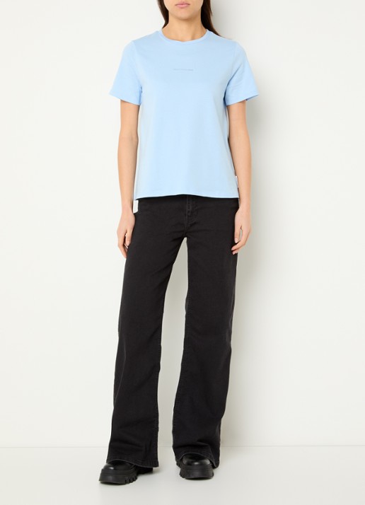 Marc O'Polo Denim T-shirt met logo - voorkant 3 donkerblauw