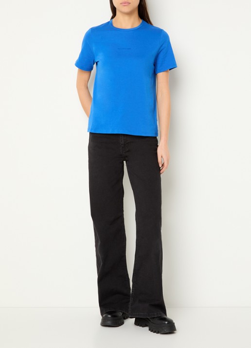 Marc O'Polo Denim T-shirt met logo - voorkant 3 kobaltblauw