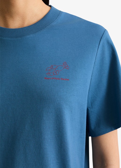Marc O'Polo Denim T-shirt met logo - detail 2 medium blue 4671-4671 / blauw