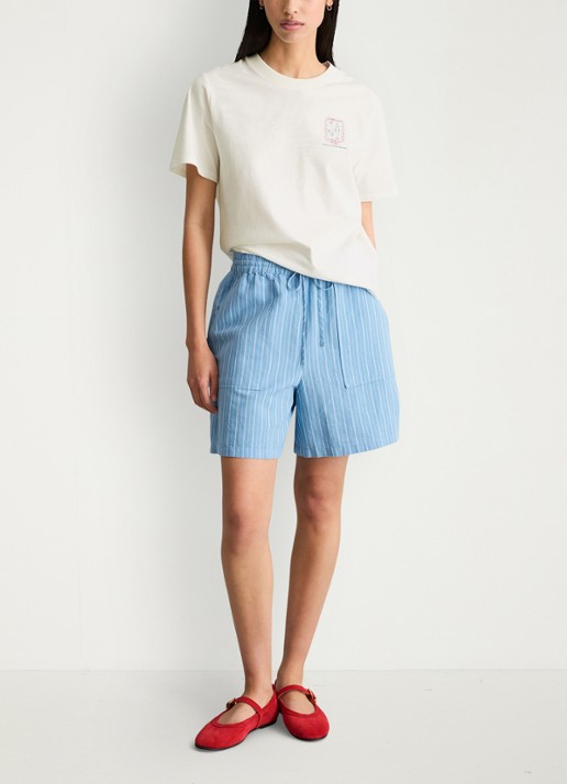 Marc O'Polo Denim T-shirt met logo - voorkant 2 silky white-1183 / wit
