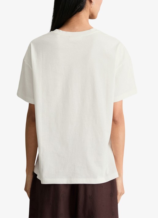 Marc O'Polo Denim T-shirt met logo - achterkant 5 silky white-1183 / wit