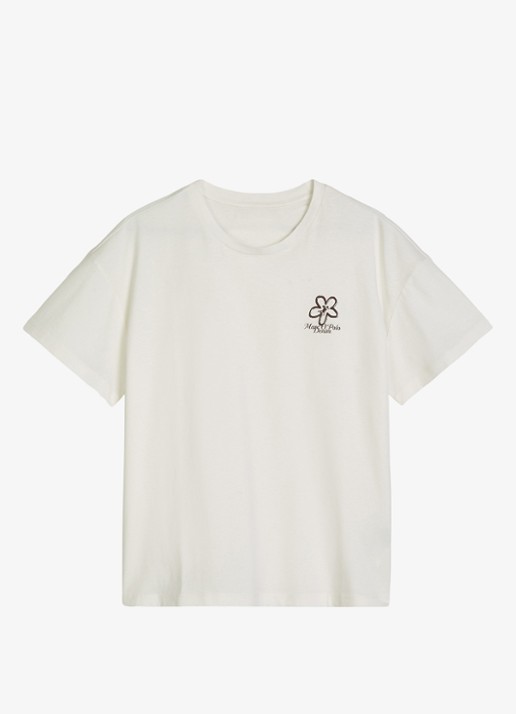 Marc O'Polo Denim T-shirt met logo - voorkant silky white-1183 / wit
