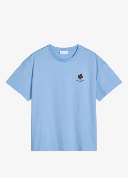 Marc O'Polo Denim T-shirt met logo - voorkant 4 medium blue 4840-4840 / blauw