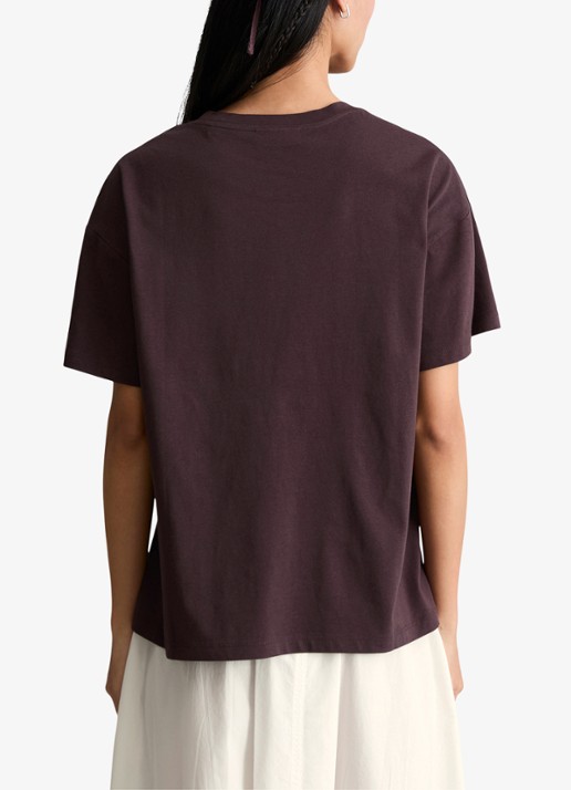 Marc O'Polo Denim T-shirt met logo - achterkant 3 burnt aubergine-6929 / paars