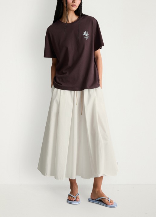 Marc O'Polo Denim T-shirt met logo - voorkant 5 burnt aubergine-6929 / paars