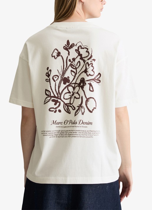 Marc O'Polo Denim T-shirt met logo - achterkant 5 silky white-1183 / wit
