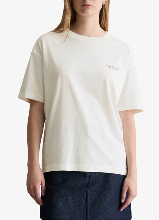 Marc O'Polo Denim T-shirt met logo - detail silky white-1183 / wit