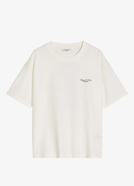 Marc O'Polo Denim T-shirt met logo - voorkant 3 silky white-1183 / wit