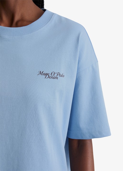 Marc O'Polo Denim T-shirt met logo - detail 3 medium blue 4840-4840 / blauw