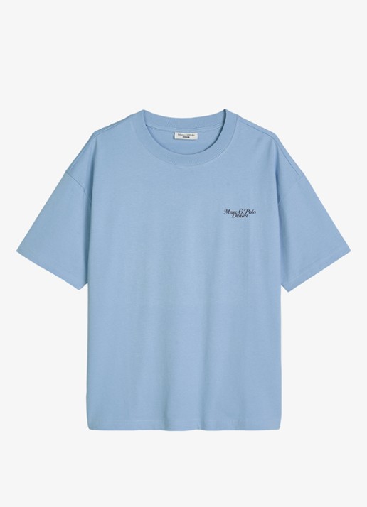 Marc O'Polo Denim T-shirt met logo - voorkant 4 medium blue 4840-4840 / blauw