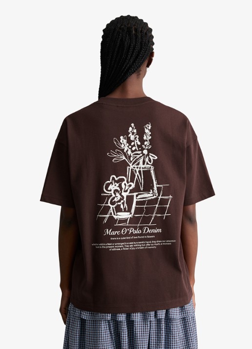Marc O'Polo Denim T-shirt met logo - achterkant burnt aubergine-6929 / paars