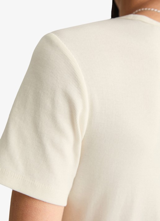 Marc O'Polo Denim T-shirt met ronde hals - detail 3 creme