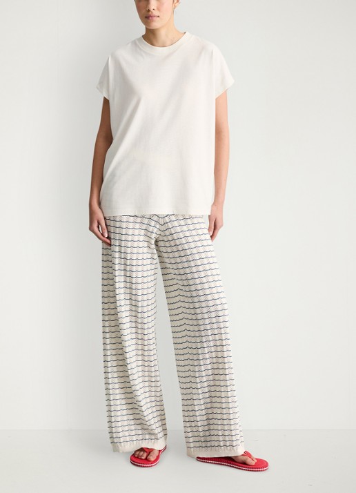 Marc O'Polo Denim T-shirt met ronde hals - voorkant 5 silky white-1183 / wit