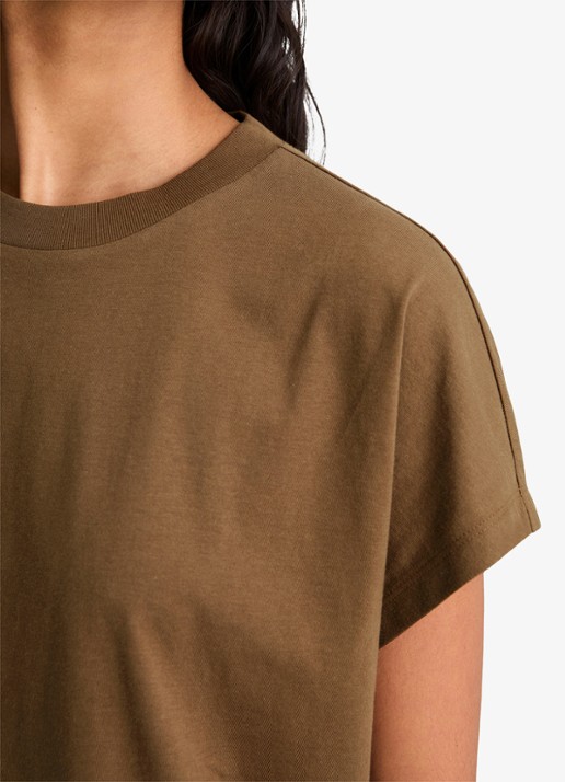 Marc O'Polo Denim T-shirt met ronde hals - detail 5 umbra brown-1624 / bruin