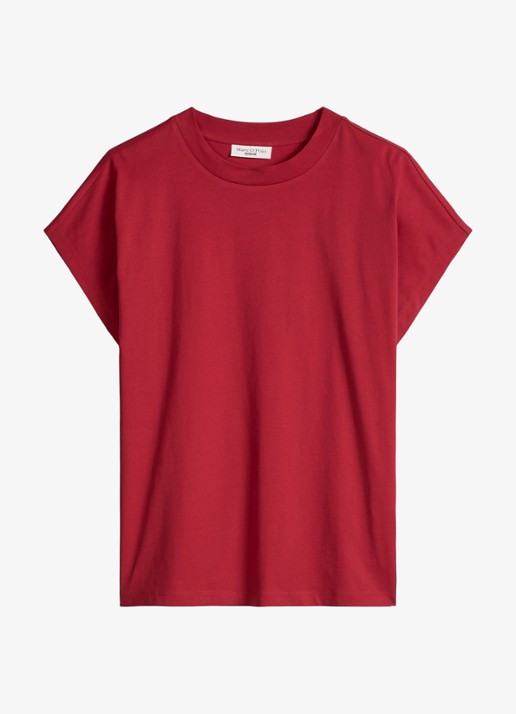 Marc O'Polo Denim T-shirt met ronde hals - voorkant 4 vivid cherry-6882 / rood