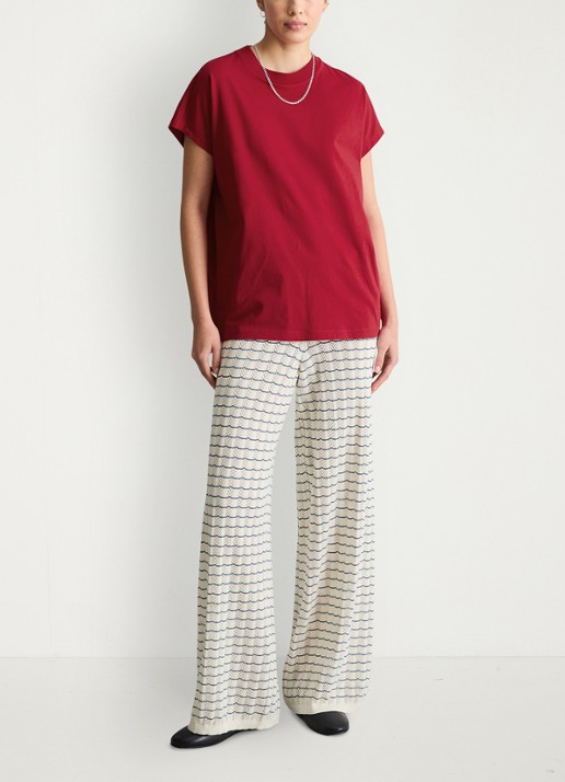 Marc O'Polo Denim T-shirt met ronde hals - voorkant 5 vivid cherry-6882 / rood