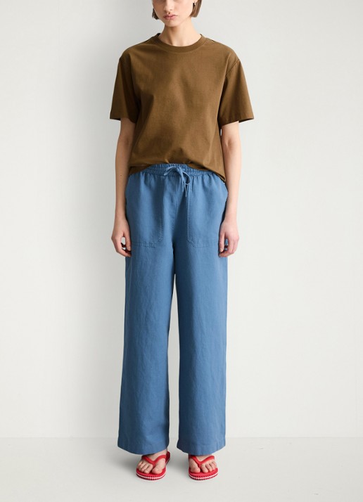 Marc O'Polo Denim T-shirt met ronde hals - voorkant 4 umbra brown-1624 / bruin