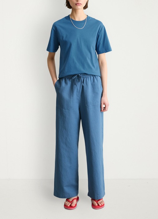 Marc O'Polo Denim T-shirt met ronde hals - voorkant 3 medium blue 4671-4671 / blauw